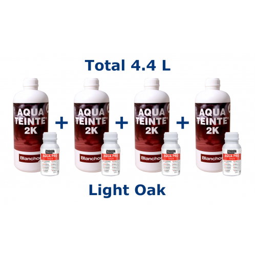 Blanchon AQUATEINTE® 2K (including hardener) 4.4 ltr (four 1.1 ltr cans) LIGHT OAK 05006099 (BL)